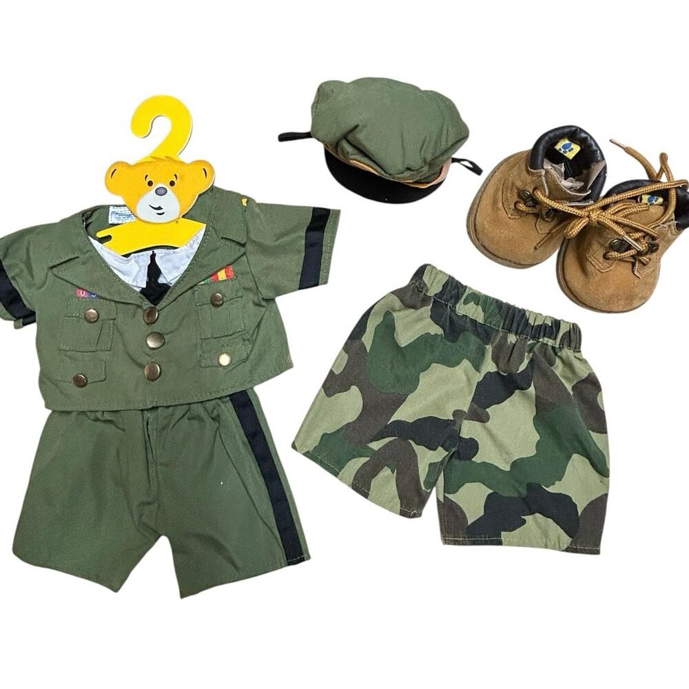 Build a Bear Army Clothing Costume Shoes Cap